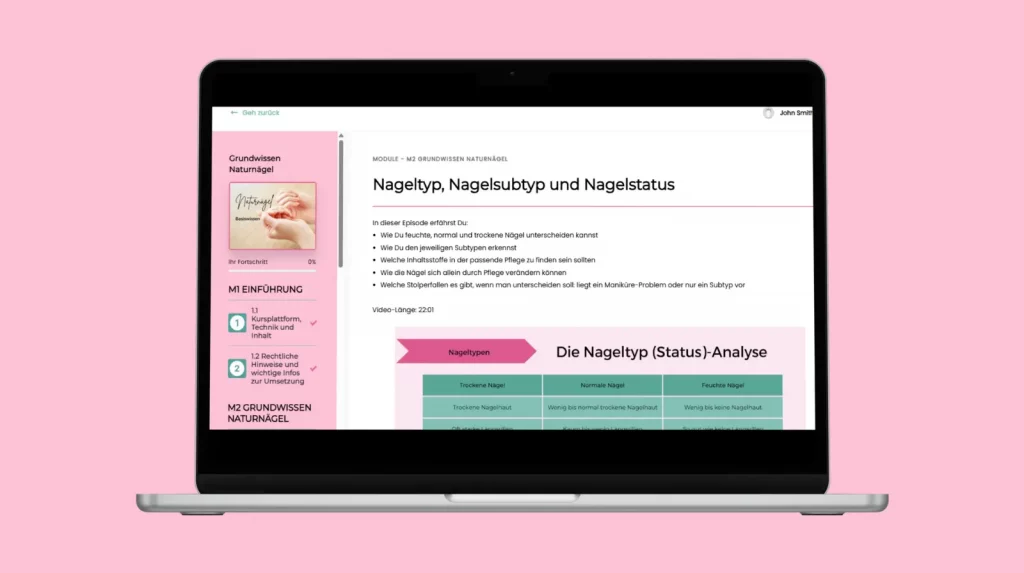 Blick in den Kurs Basiswissen Naturnägel